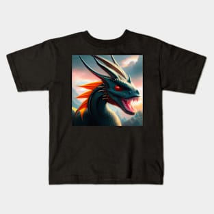 Green Scaled Dragon with Orange Fins Kids T-Shirt